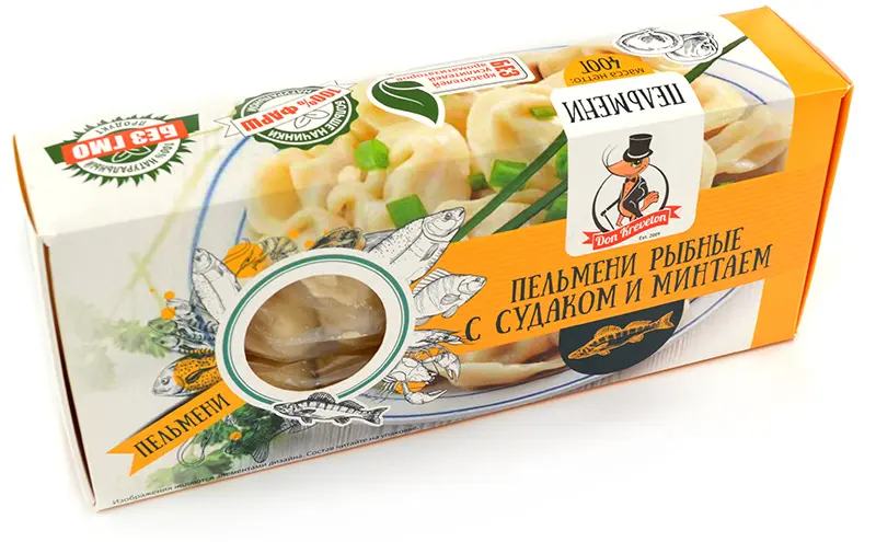 Пельмени рыбные с судаком и минтаем с/м Don Kreveton 0,4кг*12шт