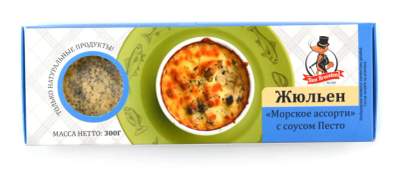 Жюльен "Морское ассорти" с соусом песто с/м в/у Don Kreveton 0,3кг*16шт
