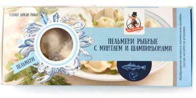 Пельмени рыбные с минтаем и шампиньонами с/м Don Kreveton 0,4кг*12шт