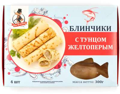 Блинчики с тунцом желтоперым с/м в/у Don Kreveton 0,3кг*12шт