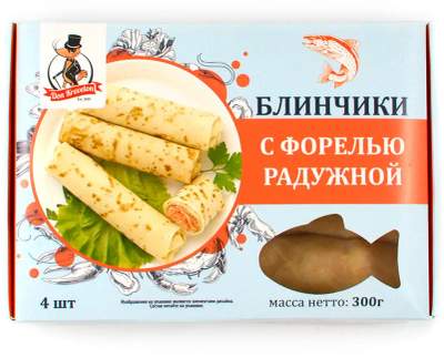 Блинчики с форелью радужной с/м в/у Don Kreveton 0,3кг*12шт