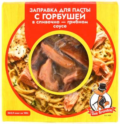 Заправка для пасты с горбушей в сливочно-грибном соусе с/м в/у Don Kreveton 0,2кг*12шт
