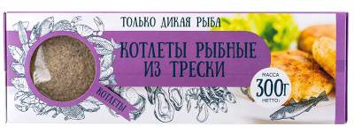 Котлеты рыбные из трески в панировке с/м Don Kreveton 0,3кг*16шт
