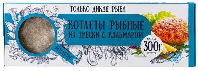 Котлеты рыбные из трески с кальмаром в панировке с/м Don Kreveton 0,3кг*16шт