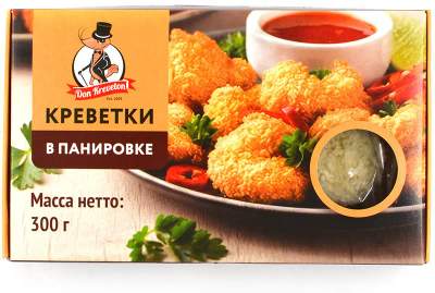 Креветки ваннамей в панировке с/м Don Kreveton 0,3кг*10шт