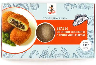 Зразы из окуня с грибами и сыром в панировке с/м Don Kreveton 0,25кг*16шт