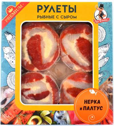 Рулет из нерки с палтусом и сыром с/м в/у Don Kreveton ~0,6кг*12шт