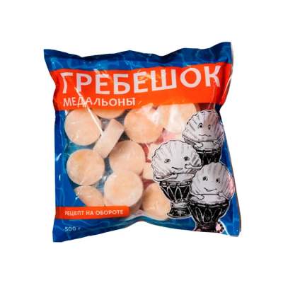 Медальоны из филе гребешка с/м 10/20 шт в фунте в/у 0,5кг*10шт